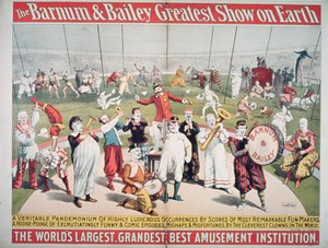 Barnum ve Bailey Yeryüzündeki En Büyük Şovun reklamını yapan afiş